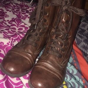 Brown combat boots
